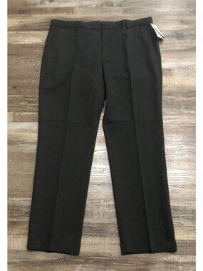 Perry Ellis Portfolio Mens 38x30 Black Modern Fit Flat Front Pants New w Tags